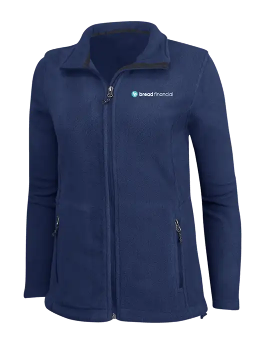 Womens Navy Fleece Jacket w/Bread Financial Logo