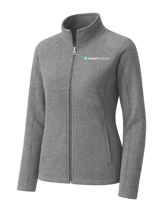 Medium Grey Womens Heather Microfleece Full-Zip Jacket w/Bread Financial Logo