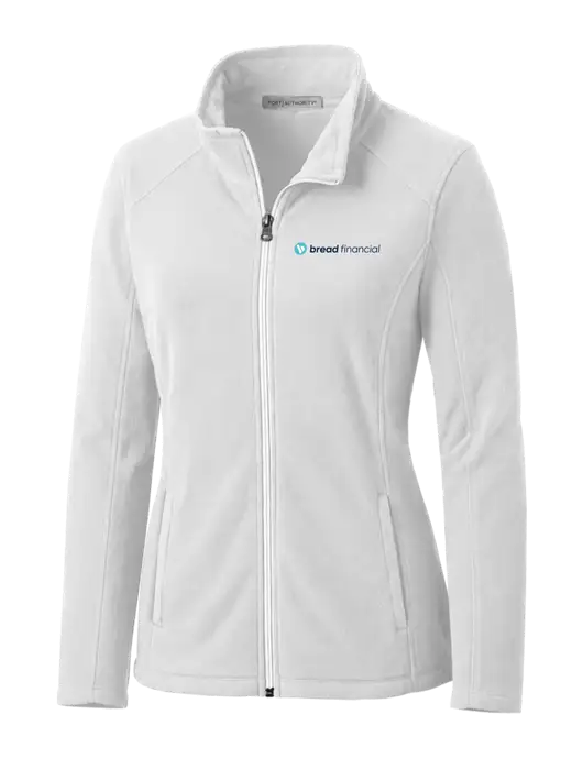 White Womens Microfleece Jacket w/Bread Financial Logo