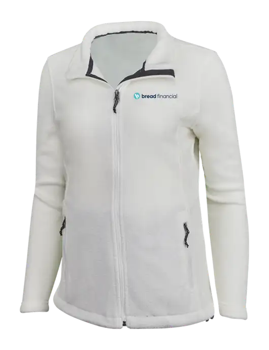 Womens White Fleece Jacket w/Bread Financial Logo