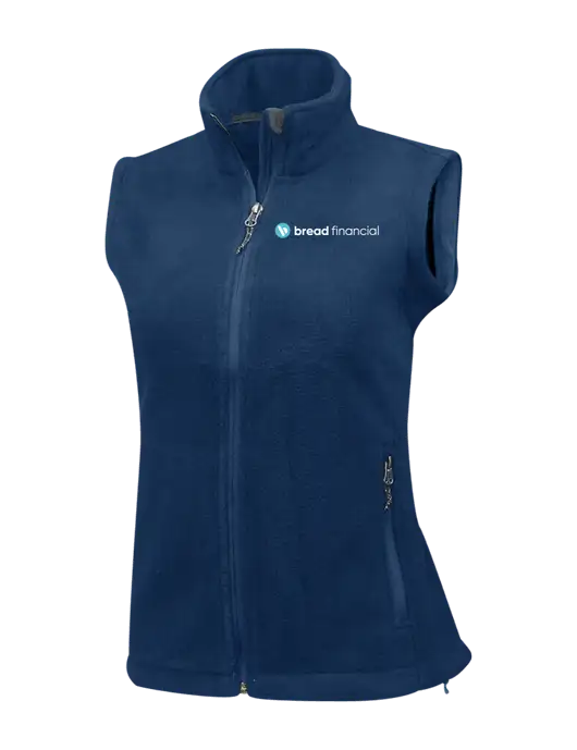 Navy Womens Fleece Vest w/Bread Financial Logo
