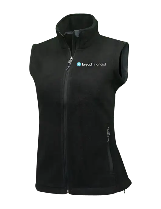 Womens Black Fleece Vest w/Bread Financial Logo