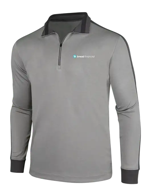 NIKE Athletic Grey/Heather Dark Grey Dry-Fit 1/2 Zip Cover-Up w/Bread Financial Logo