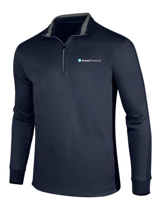 NIKE Midnight Navy Heather/Midnight Navy Dry-Fit 1/2 Zip Cover-Up w/Bread Financial Logo