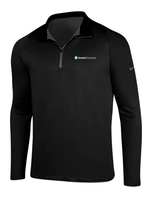 NIKE Black/Dark Grey Dry-Fit Stretch 1/2 Zip Cover-Up w/Bread Financial Logo