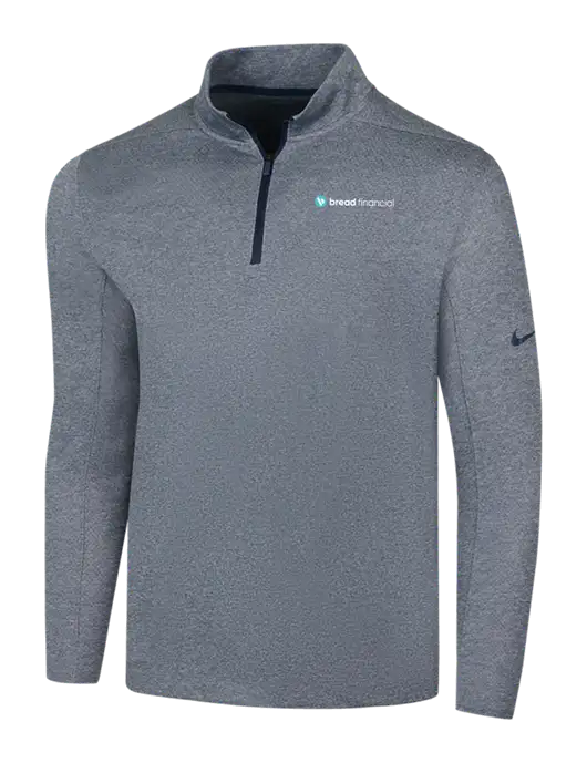 NIKE Navy Heather Dry 1/2 Zip Cover-Up w/Bread Financial Logo