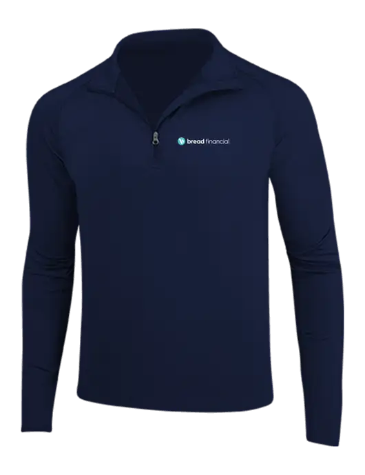 Navy Sport Wick Stretch 1/4 Zip Pullover w/Bread Financial Logo