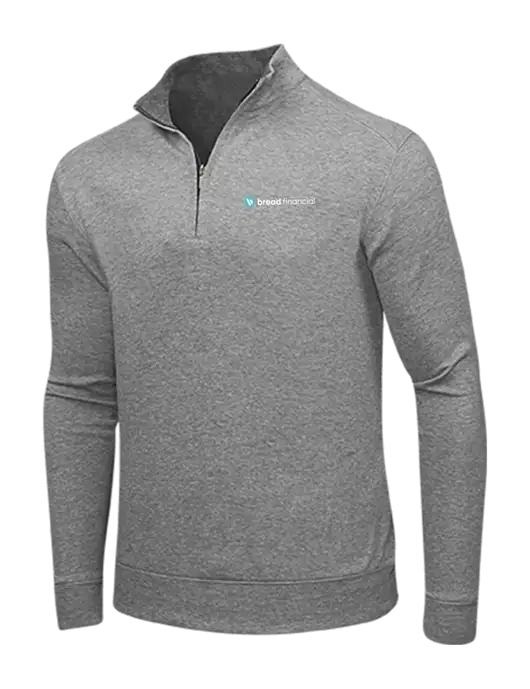 Medium Heather Grey/Charcoal Heather Interlock 1/4 Zip w/Bread Financial Logo