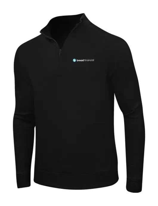 Deep Black/Charcoal Heather Interlock 1/4 Zip w/Bread Financial Logo