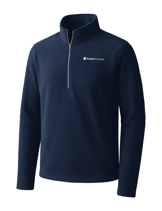 Navy Microfleece 1/2 Zip Pullover w/Bread Financial Logo