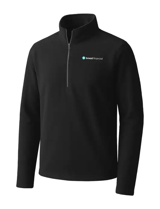 Black Microfleece 1/2 Zip Pullover w/Bread Financial Logo