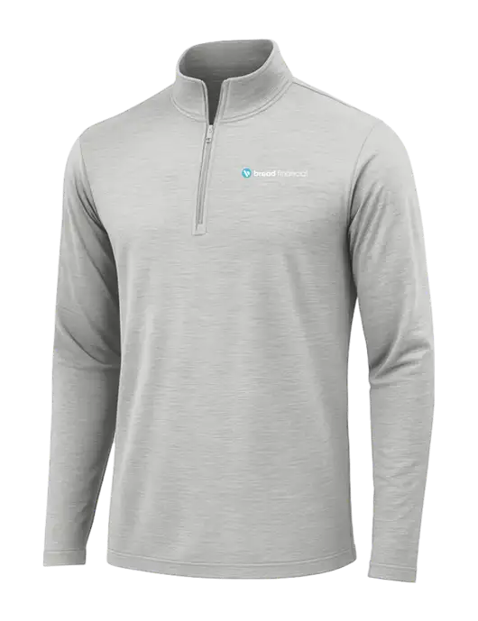 Light Grey Heather Posicharge Tri-Blend Wicking 1/4 Zip Pullover w/Bread Financial Logo