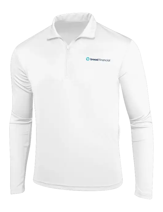 White PosiCharge Competitor 1/4 Zip Pullover w/Bread Financial Logo