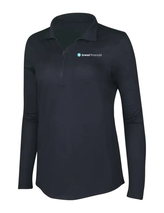 Black Triad Solid Womens Posicharge Tri-Blend Wicking 1/4 Zip Pullover w/Bread Financial Logo