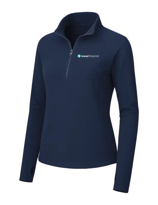Womens Navy Microfleece 1/2 Zip Pullover w/Bread Financial Logo