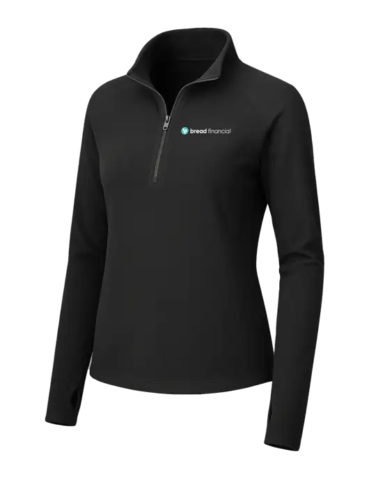 Womens Black Microfleece 1/2 Zip Pullover w/Bread Financial Logo