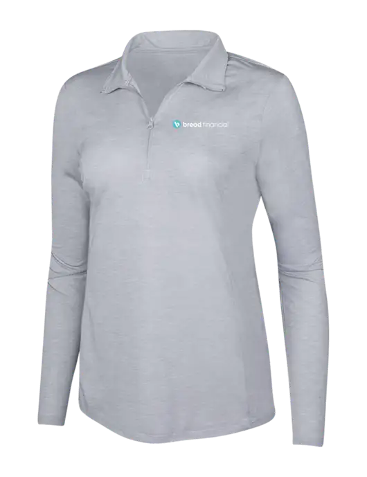 Light Grey Heather Womens Posicharge Tri-Blend Wicking 1/4 Zip Pullover w/Bread Financial Logo