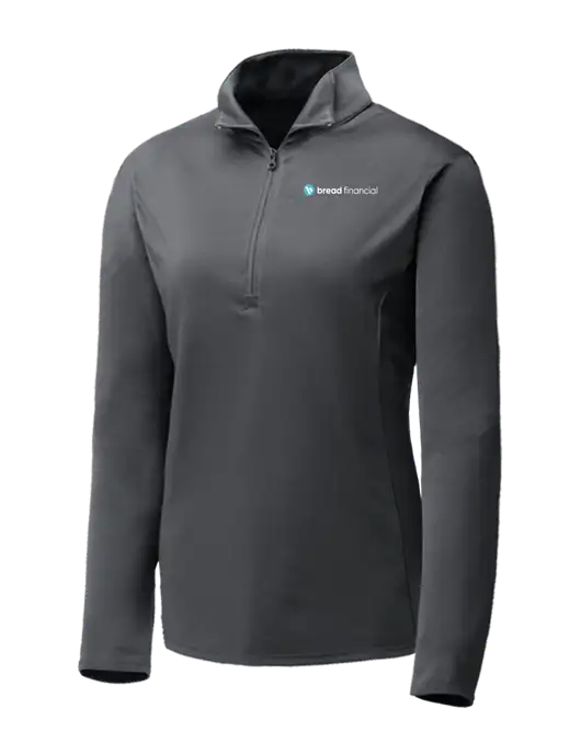 Dark Grey Womens Posicharge Competitor ¼ Zip Pullover w/Bread Financial Logo