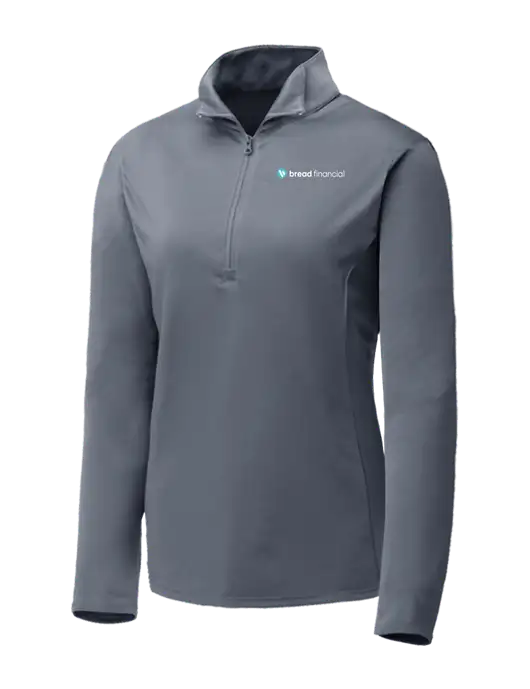 Medium Grey Womens Posicharge Competitor ¼ Zip Pullover w/Bread Financial Logo