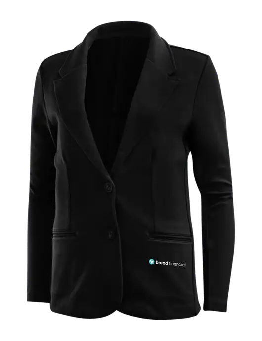Black Womens Knit Blazer w/Bread Financial Logo