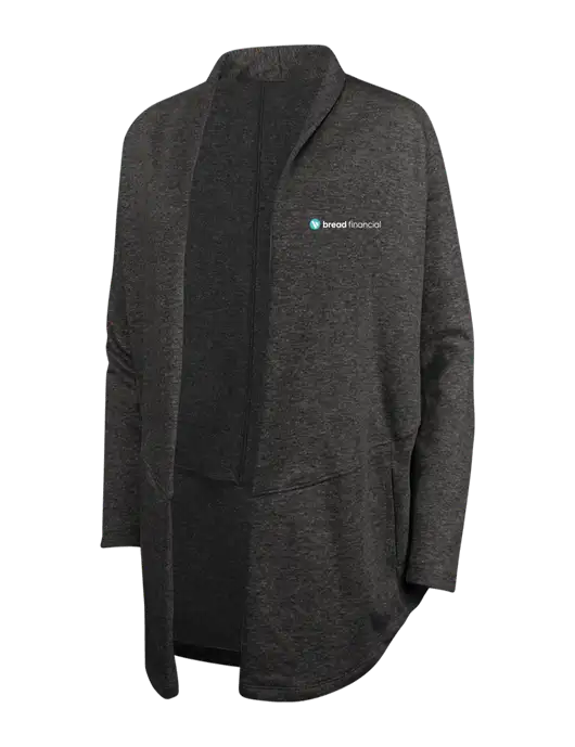 Charcoal Heather/ Medium Heather Grey Womens Interlock Cardigan w/Bread Financial Logo