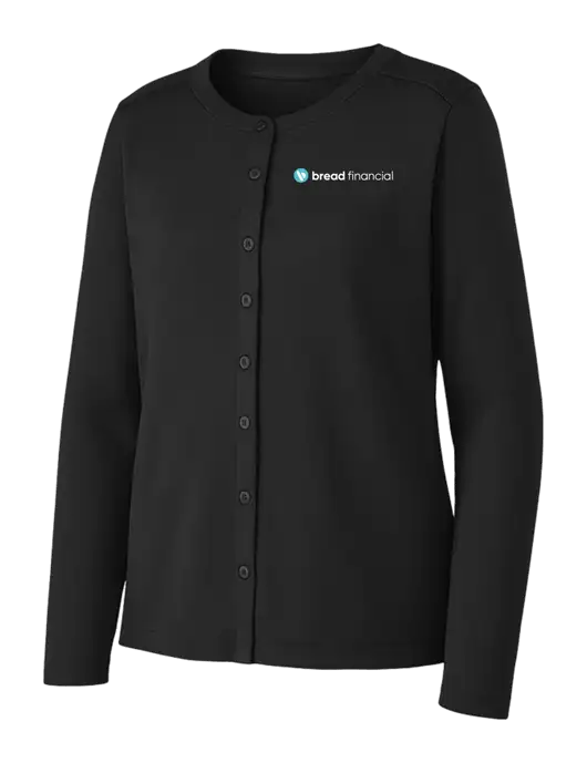 Black Womens Concept Stretch Button-Front Cardigan Sweater w/Bread Financial Logo