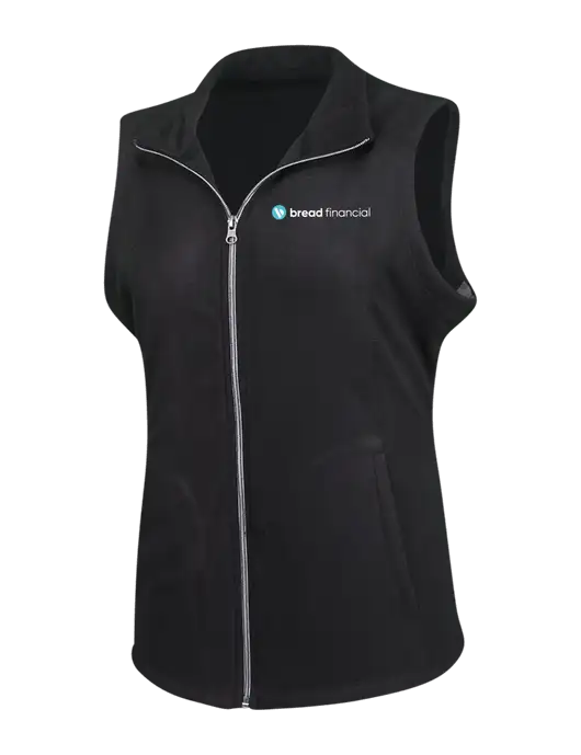 Black Womens Microfleece Vest w/Bread Financial Logo