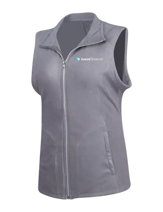 Medium Grey Womens Microfleece Vest w/Bread Financial Logo