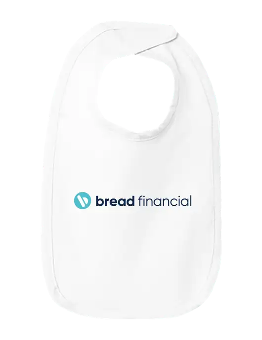 Rabbit Skins White Infant Premium Jersey Bib w/Bread Financial Logo