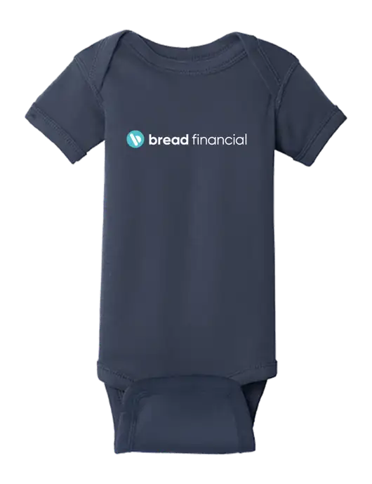 Rabbit Skins Navy Infant Short Sleeve Baby Rib Bodysuit w/Bread Financial Logo