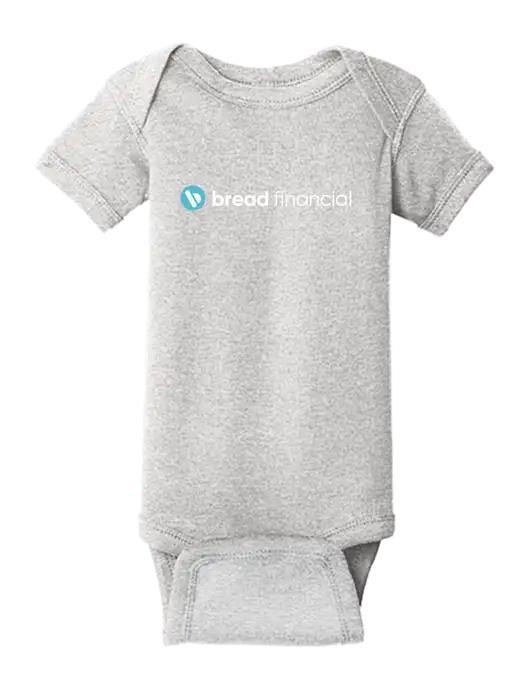 Rabbit Skins Light Grey Heather Infant Short Sleeve Baby Rib Bodysuit w/Bread Financial Logo