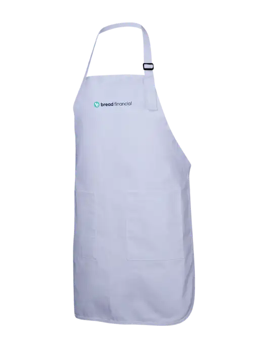 Full-Length White Apron With Pockets w/Bread Financial Logo