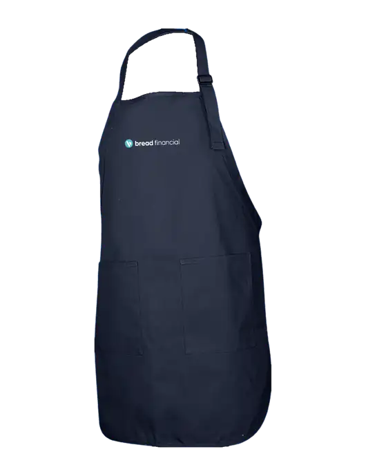 Full-Length Navy Apron With Pockets w/Bread Financial Logo