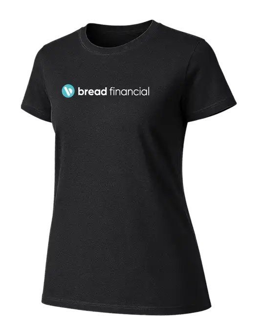 Womens Ring Spun Jet Black 4.5 oz T-Shirt w/Bread Financial Logo