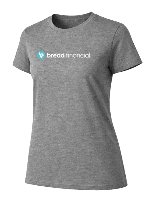 Womens Ring Spun Light Grey Heather 4.5 oz T-Shirt w/Bread Financial Logo