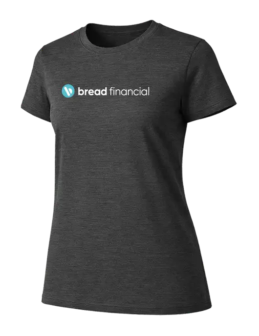 Womens Ring Spun Dark Heather Grey 4.5 oz T-Shirt w/Bread Financial Logo
