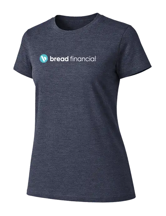 Womens Ring Spun Heather Navy 4.5 oz T-Shirt w/Bread Financial Logo