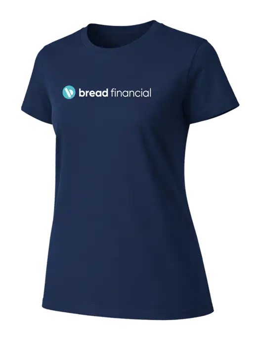 Womens Ring Spun Navy 4.5 oz T-Shirt w/Bread Financial Logo
