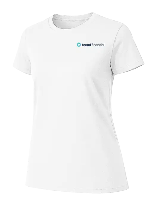 Womens Ring Spun White 4.5 oz T-Shirt w/Bread Financial Logo