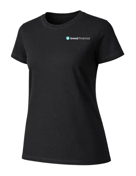 Womens Ring Spun Jet Black 4.5 oz T-Shirt w/Bread Financial Logo