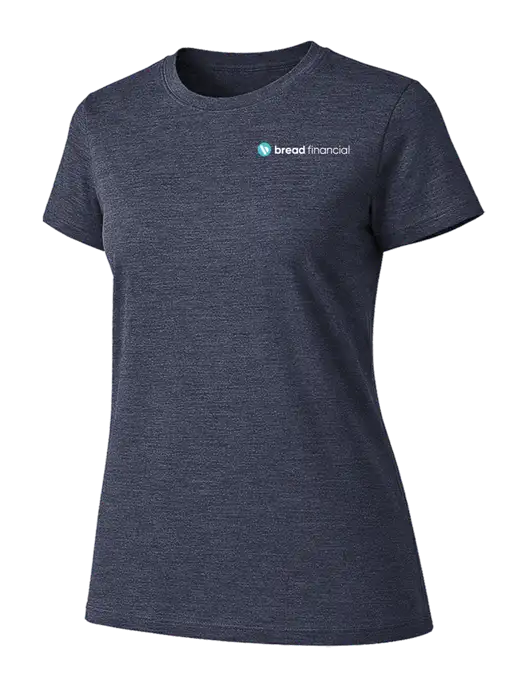 Womens Ring Spun Heather Navy 4.5 oz T-Shirt w/Bread Financial Logo