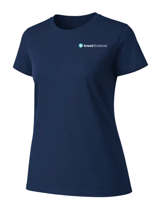 Womens Ring Spun Navy 4.5 oz T-Shirt w/Bread Financial Logo