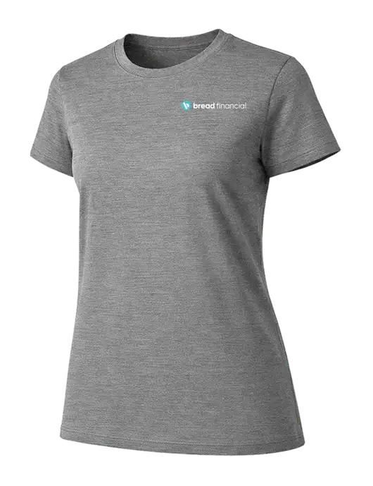 Womens Ring Spun Light Grey Heather 4.5 oz T-Shirt w/Bread Financial Logo