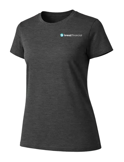 Womens Ring Spun Dark Heather Grey 4.5 oz T-Shirt w/Bread Financial Logo