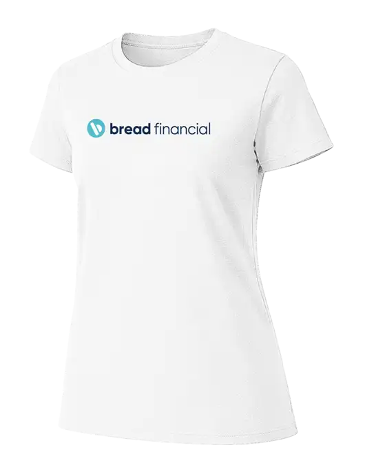 Womens Ring Spun White 4.5 oz T-Shirt w/Bread Financial Logo