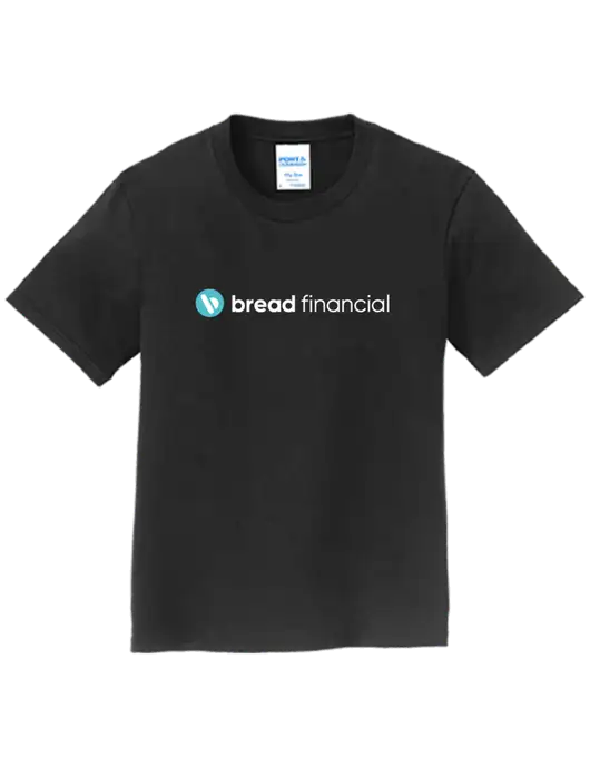 Youth Ring Spun Jet Black 4.5 oz T-Shirt w/Bread Financial Logo