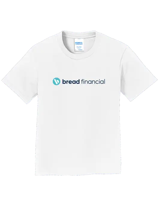 Youth Ring Spun White 4.5 oz T-Shirt w/Bread Financial Logo
