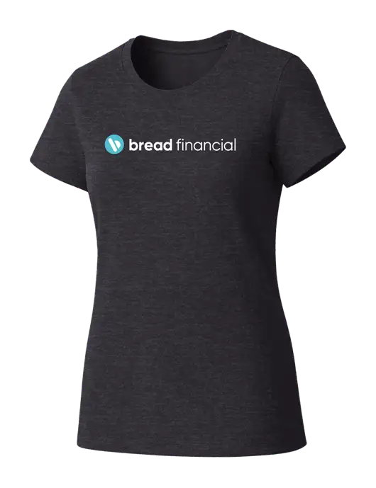 Womens Seriously Soft Heathered Charcoal T-Shirt w/Bread Financial Logo