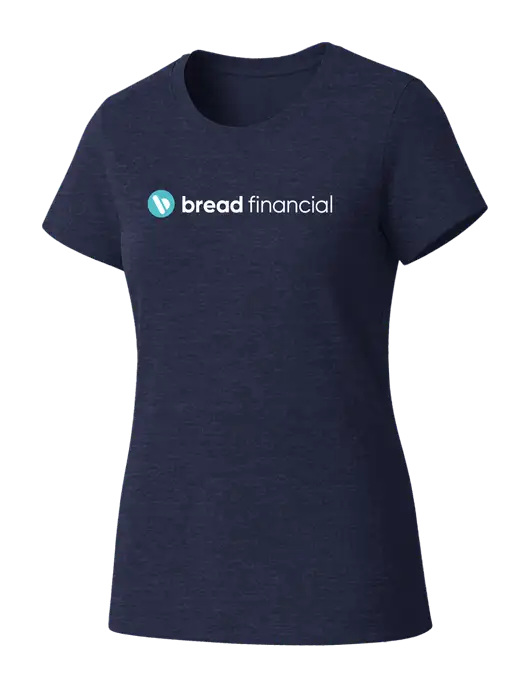 Womens Seriously Soft Heathered Navy T-Shirt w/Bread Financial Logo