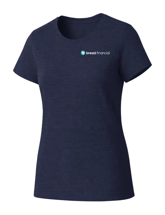 Womens Seriously Soft Heathered Navy T-Shirt w/Bread Financial Logo